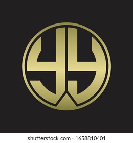YY-Logo-Monogrammkreis mit Stück-Band-Stil auf Golden-Farben