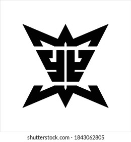 Monograma del logotipo YY con la plantilla de diseño de la corona hacia abajo sobre fondo blanco