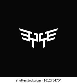 YY logo monogram emblem shape with wings style ribbon design template