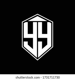 yy logo monogram with emblem shape combination tringle on top design template