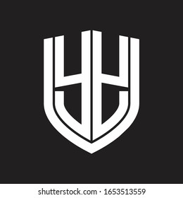 JY Monograma con el diseño de escudo de emblemas aislado en fondo negro