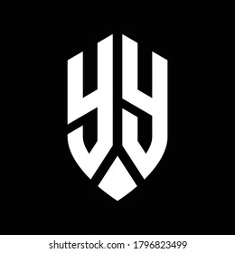 yy logo monogram with emblem shield style design template