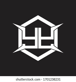 AY Monograma con hexágono y plantilla de diseño de forma de cuatro ejes