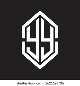 YY Logo monogram with hexagon shape and outline slice style with black and white