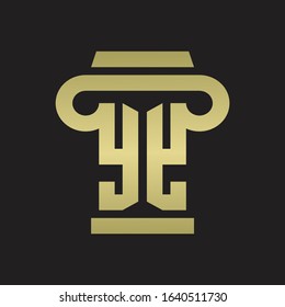 YY Logo monogram with pillar style design template with gold colors