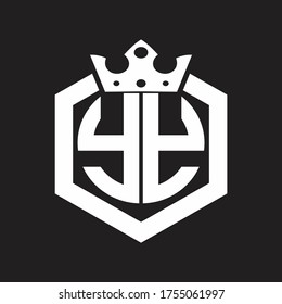 YY Logo monogram rounded by hexagon shape with crown design template