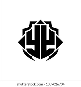 YY Logo monogram with shield line and 3 arrows shape design template on white background