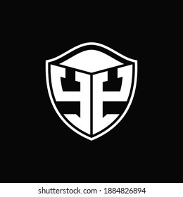 YY Logo monogram shield shape with outline rounded design template on black background