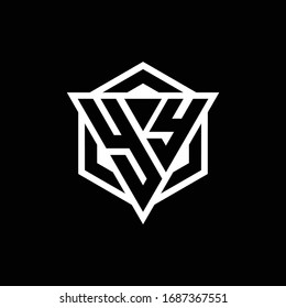 YY logo monogram with triangle and hexagon shape combination isolated on back and white colors