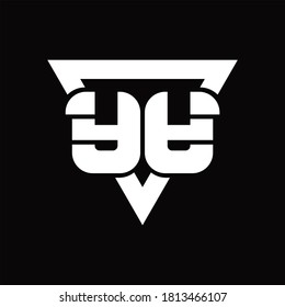 YY Logo monogram with triangle shape rounded design template on black background