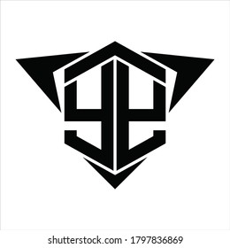 YY Logo monogram with wings arrow around design template on white background