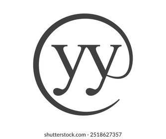 YY logo from two letter with circle shape email sign style. Y and Y round logotype of business company for brand identity.