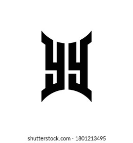 YY monogram logo with curved side design template