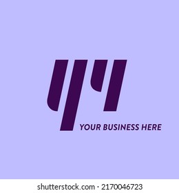 YY monogram logo. Letter y icon. Alphabet initials isolated on purple background. Uppercase lettering sign. Modern design, web, tech, minimalist style characters. Geometric typography.