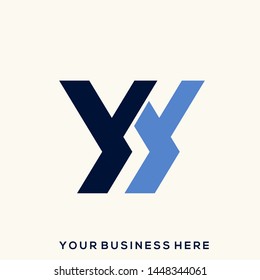 YY monogram logo.Typographic icon with overlapped letter y.Uppercase alphabet initials.Lettering sign isolated on light background.Modern, tech, web, corporate style.