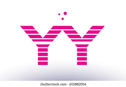 yy y alphabet letter logo pink purple line stripe company design template creative abstract vector