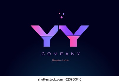 yy y creative color blue background pink purple blue magenta alphabet letter company logo vector icon design