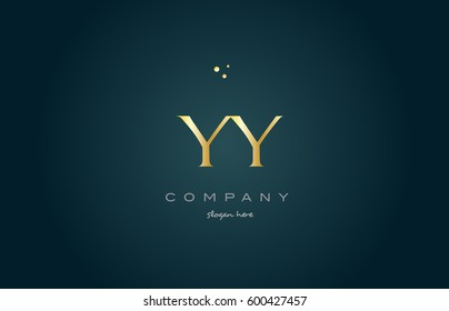 yy y  gold golden luxury product metal metallic alphabet company letter logo design vector icon template green background