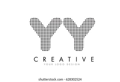 YY Y Letter Logo Design with Black Dots and Bubble Trails.