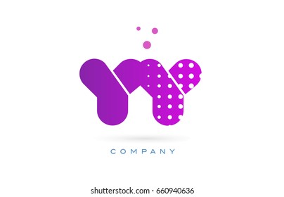 yy y pink dots dotted letter logo alphabet creative company vector icon design template