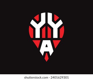 YYA letter location shape logo design