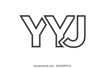 YYJ logo design template with strong and modern bold text. Initial based vector logotype featuring simple and minimal typography. Trendy company identity ideal for businesses brand presence.
