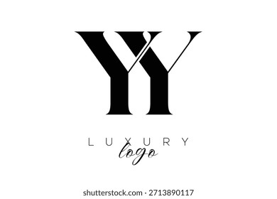 YY,yy  Serif Letter Monogram Typography Logo for Elegant Premium Branding Identity