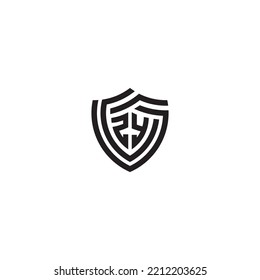 YZ abstract line shield concept in high quality professional design that will print well across any print media