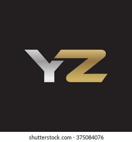 YZ company linked letter logo golden silver black background