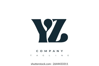 YZ Creative Tipografía Abstractas Diseño de Logo. Logotipo elegante que combina tipografía atrevida y Formas creativas, ideal para soluciones de marca e identidad.