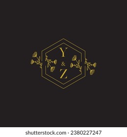 YZ elegant wedding initial logo in high quality professional design that will print well across any print media