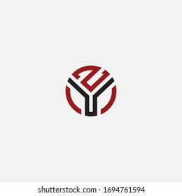 yz initial circle logo abstract modern