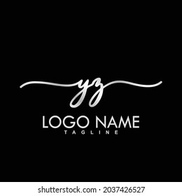 YZ Initial Handwriting Logo Design Vector