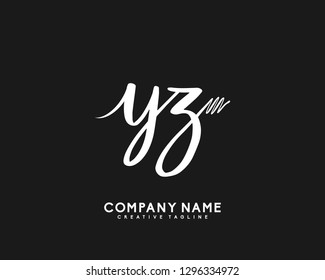 YZ Initial Handwriting Logo Template Vector