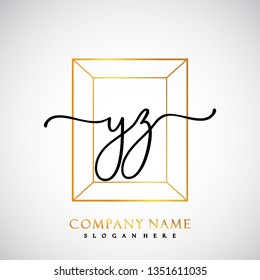 YZ Initial Handwriting logo template vector