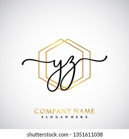 YZ Initial Handwriting logo template vector