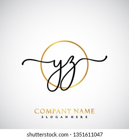YZ Initial Handwriting logo template vector