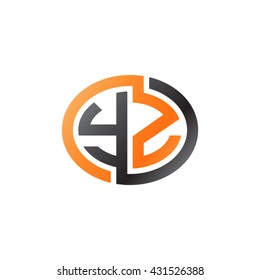 YZ initial letters looping linked ellipse logo orange black