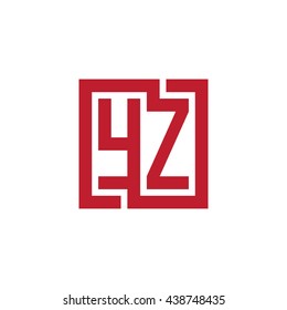 YZ initial letters looping linked square logo red