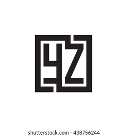 YZ initial letters looping linked square monogram logo