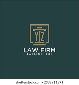 YZ initial monogram logo for lawfirm with pillar design in creative square