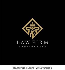 YZ initial monogram logo for lawfirm with pillar in creative square design