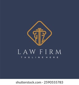 YZ initial monogram logo for lawfirm with pillar in creative square design