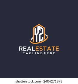YZ logotipo inicial monograma inmobiliario con diseño de estilo de construcción vector