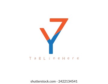  YZ   initial overlapping swoosh letter logo white background