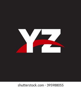 YZ initial overlapping swoosh letter logo white red black background
