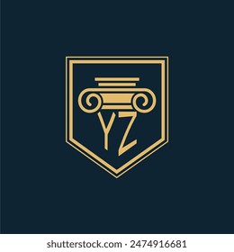 YZ Initials Law Firm Logo Lawyer logo with creative law element