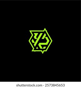 YZ letter cool and dynamic monogram esport gaming initial logo design concept