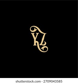 Letra YZ concepto real inicial Monograma de diseño de estilo Barock logotipo moderno