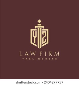 YZ letter monogram for law firm with sword and shield logo image